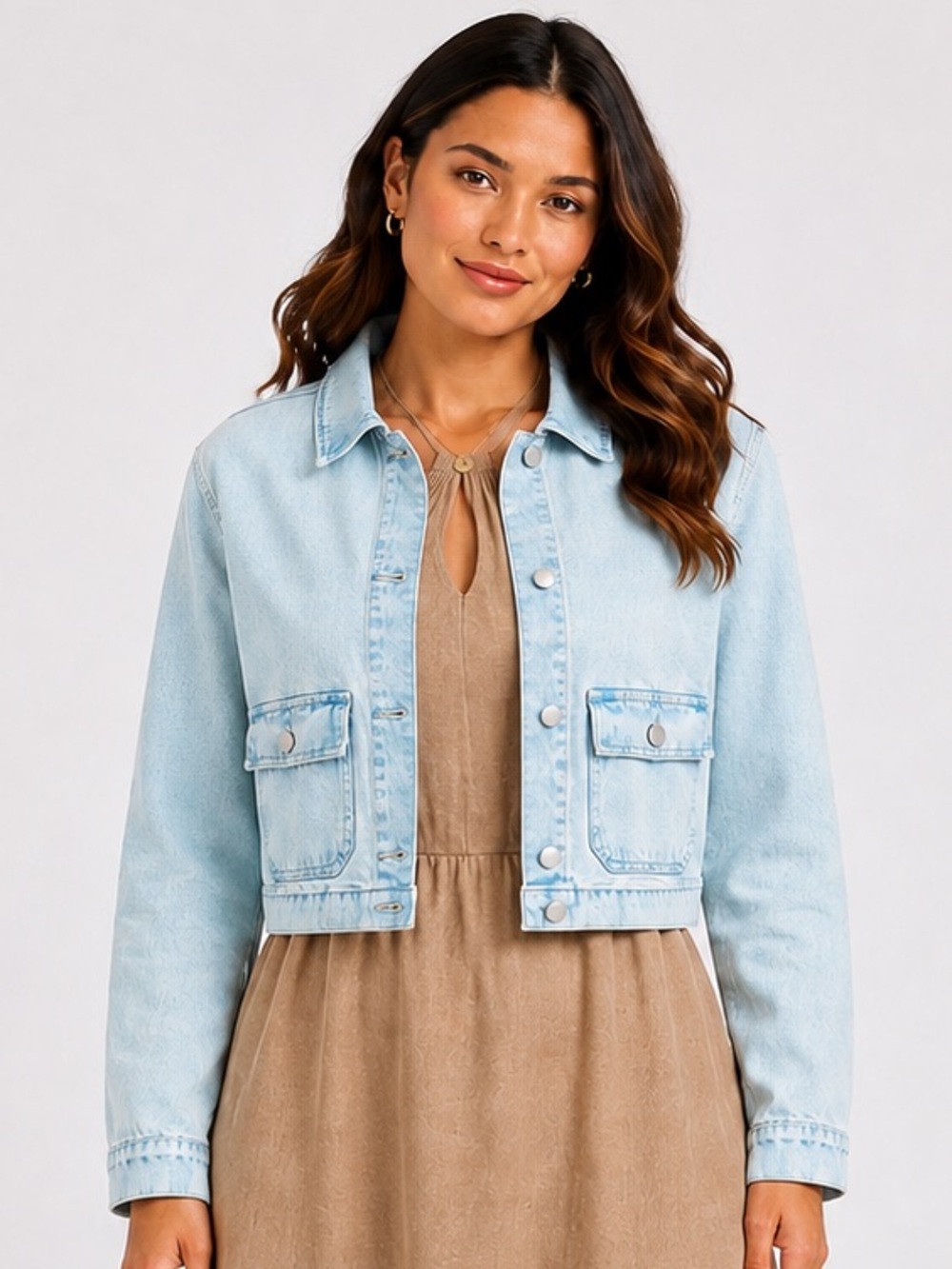 MICHAEL MICHAEL KORS Cropped Denim Jacket Light Wash